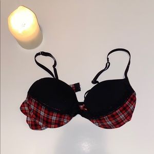 Black Bra with Red Plaid detailing